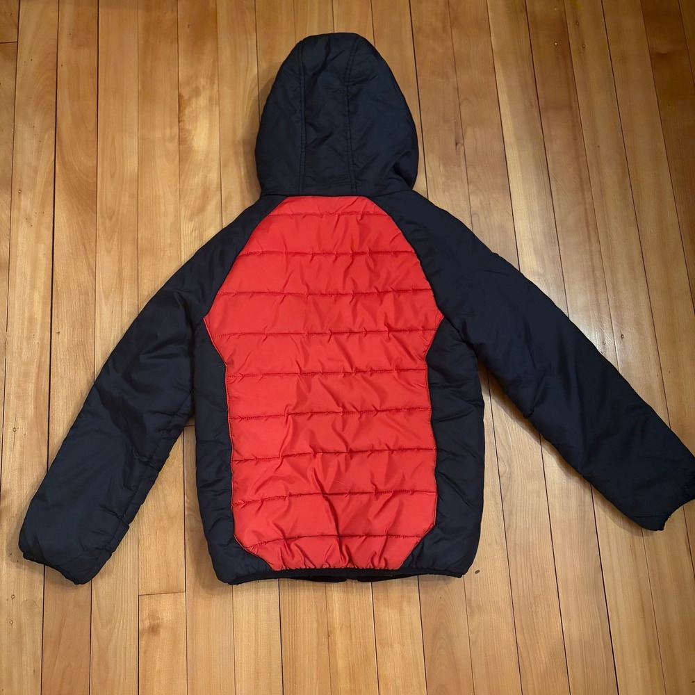 Under Armour Cold Gear Boys Puffer Jacket Hooded Red Black Size 7 - Picture 4 of 4